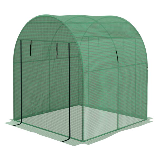 Outsunny Polytunnel house Walkin Grow House with UVresistant PE Cover, Doors and Mesh Windows, 1.8 x 1.8 x 2m,