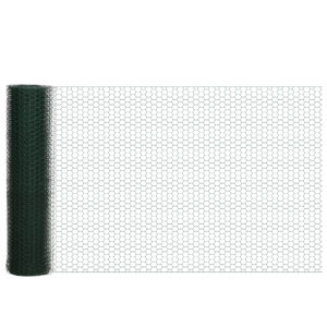 PawHut 1m x 25m Chicken Wire Mesh, Foldable PVC Coated Welded Garden Fence, Roll Poultry Netting, for Rabbits, Ducks, Gooses,