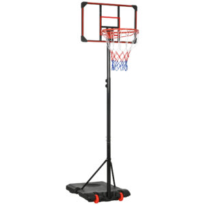 SPORTNOW Height Adjustable Basketball Hoop and Stand for Kids with Sturdy Backboard and Weighted Base, Portable on Wheels, 1.82m