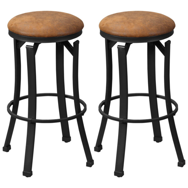 HOMCOM Bar Stools, Set of 2, Microfiber Cloth Breakfast Bar Chairs with Footrest, Vintage Kitchen Stools with Powdercoated Steel Legs,
