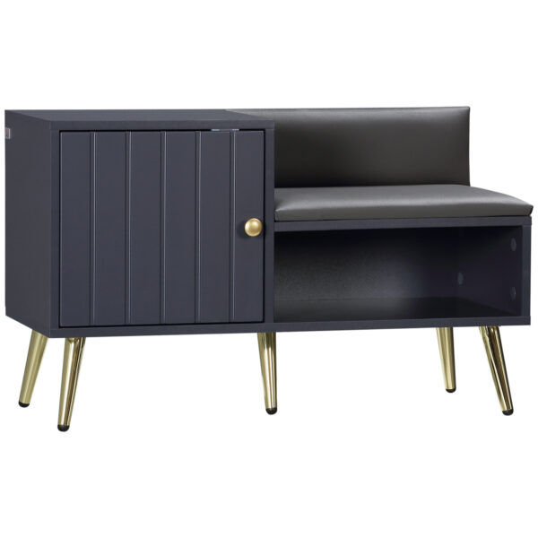 HOMCOM Shoe Bench with Storage, Shoe Cabinet with Seating Cushion, Open Compartment and Table Top for Entryway, Hallway,