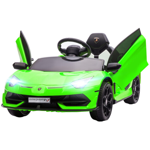 HOMCOM Lamborghini Licensed 12V Kids Electric Car w/ Butterfly Doors, Easy Transport Remote, Music, Horn, Suspension