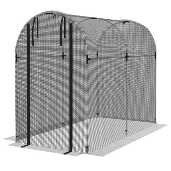 Outsunny Galvanised Steel Fruit Cage, Plant Protection Tent with Zipped Door, 1.2 x 2.4 x 1.9m,