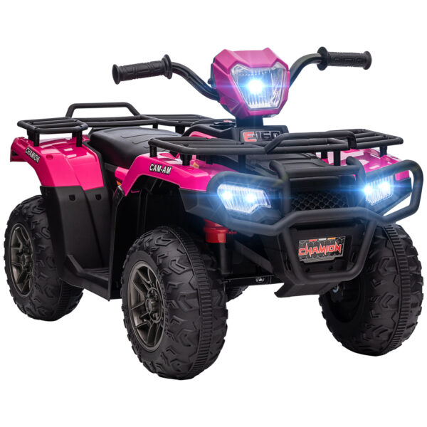 HOMCOM 12V Kids Quad Bike with Forward Reverse Functions, Ride On ATV with Music, LED Headlights, for Ages 35 Years