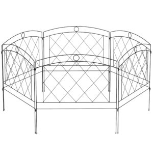 Outsunny Metal Decorative Outdoor Picket Fence Panels Set of 6,