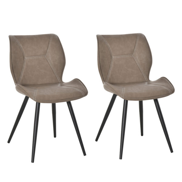 HOMCOM Set of 2 Contrast Stitched PU Leather RacingStyle Dining Chairs Accent Seat w/ Steel Legs Ergonomic Back Padding Home Living Room