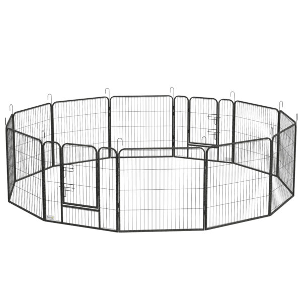 PawHut Heavy Duty Puppy Play Pen, 12 Panels Pet Exercise Pet, Pet Playpen for Small and Medium Dogs