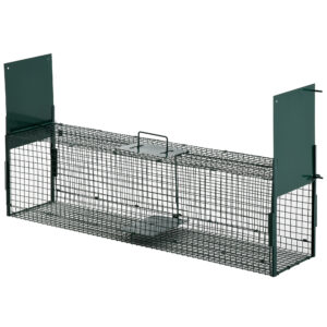 PawHut 2Door Humane Live Trap for Small Animals, Animal Trap for Rat Mise Mink Rabbit Raccoon Gopher Squirrel,