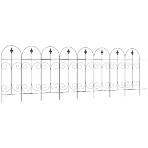Outsunny Decorative Garden Fencing, 8PCs 44in x 12.5ft Outdoor Picket Fence Panels, Rustproof Metal Wire Landscape Flower Bed Border Edging,