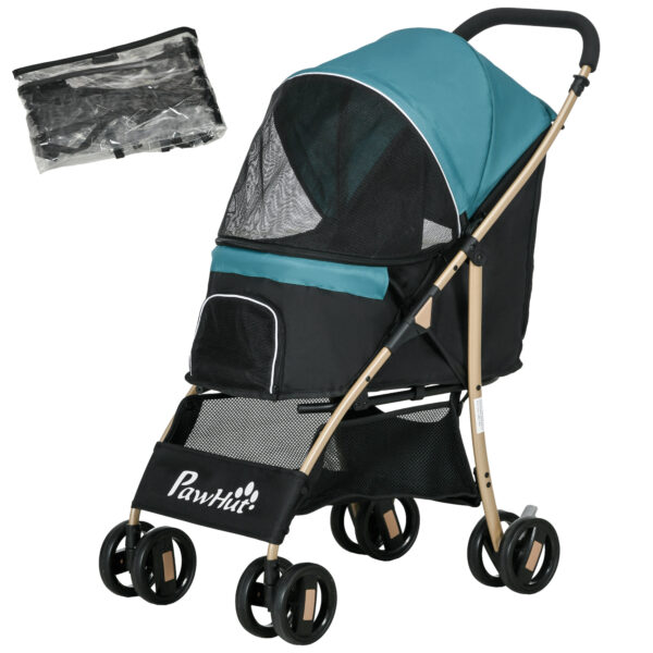 PawHut Oxfoad Pet Stroller for Small Minature Dogs with Rain Cover