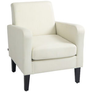HOMCOM Modern Accent Chair, Occasional Chair with Rubber Wood Legs for Living Room, Bedroom,