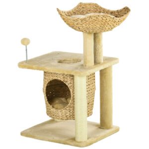 PawHut Cat Tree for Indoor Cats with Scratching Posts, Cat House, Bed, Toy Ball,