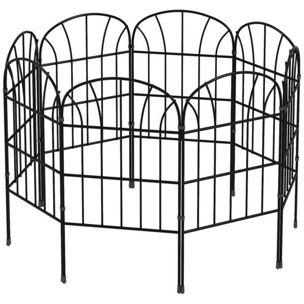 Outsunny Metal Decorative Outdoor Picket Fence Panels Set of 8,
