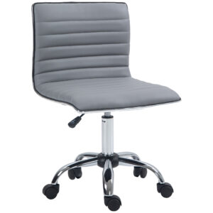Vinsetto Adjustable Swivel Office Chair with Armless MidBack in PU Leather and Chrome Base  Light