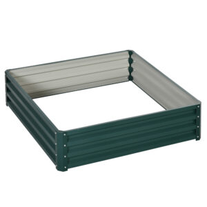 Outsunny Square Raised Garden Bed Box with Weatherized Steel Frame for Vegetables, Flowers, & Herbs, 120 x 120 x 30cm,