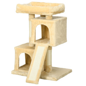 PawHut Sisal Cat Rest & Play Activity Tree w/ 2 House