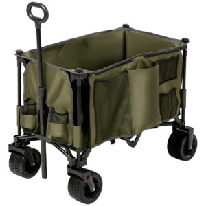 Outsunny Folding Garden Trolley on Wheels, Collapsible Camping Trolley, Outdoor Utility Wagon with Steel Frame and Oxford Fabric,
