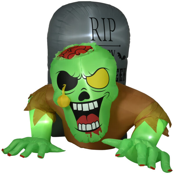 HOMCOM 5FT Halloween Inflatables Ghost and Tombstone, Blow Up Outdoor Halloween Decorations with Buildin LED Lights for Garden, Lawn, Party