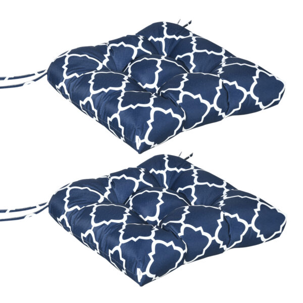 Outsunny Set of 2 Chair Cushions Seat Pads Indoor Outdoor Seat Cushions with Ties and Tufted Design for Garden Chairs,