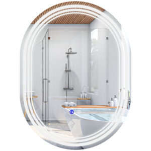 kleankin 700 x 500mm Bathroom Mirror with LED Lights Makeup Mirror with Antifog Touch, Switch, Vertical or Horizontal