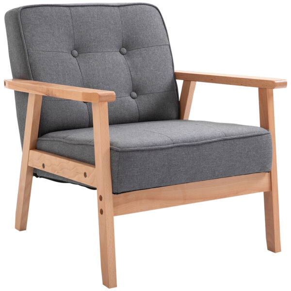 HOMCOM Minimalistic Wooden Frame Accent Chair, with Padded Seat