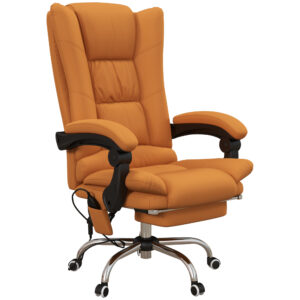 Vinsetto Vibration Massage Office Chair with Heat, PU Leather Computer Chair with Footrest, Armrest, Reclining Back, Light