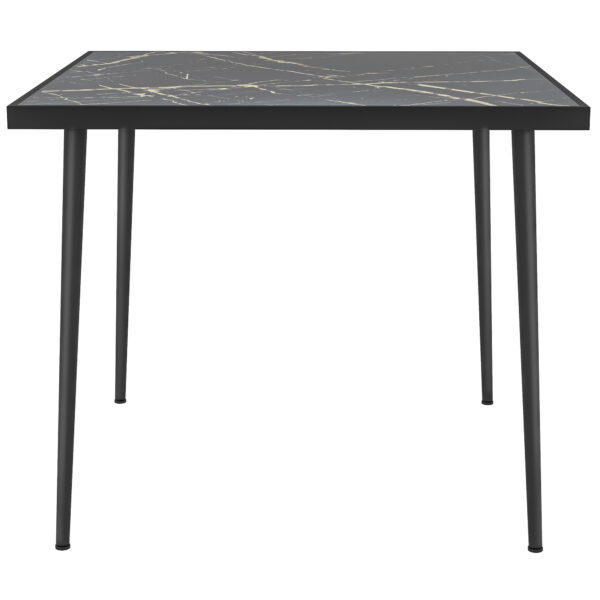 Outsunny Square Garden Table, Outdoor Dining Table for 4 with Marble Effect Tempe Glass Top and Steel Frame for Patio,