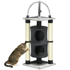 PawHut Cat Tree, with Scratching Posts, Cat House, Bed, Hanging Toy Ball