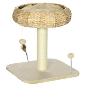 PawHut 51cm Cat Tree, Kitty Activity Center, Cat Climbing Toy, Cat Tower with Cattail Bed Ball Toy Sisal Scratching Post,