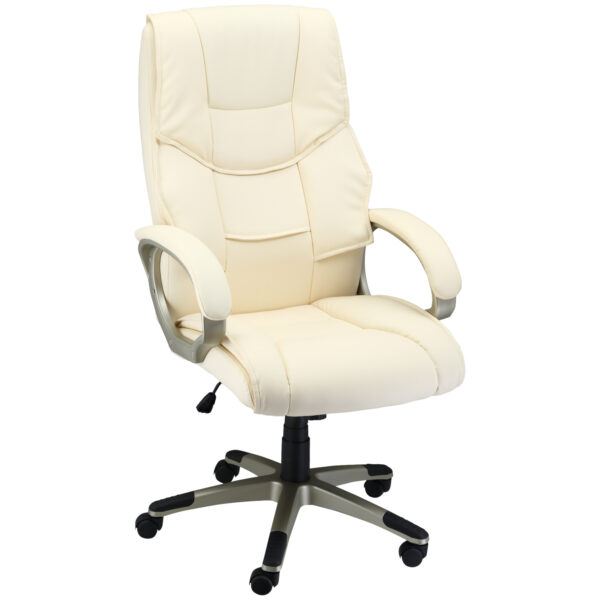 HOMCOM Home Office Chair High Back Computer Desk Chair with Faux Leather Adjustable Height Rocking Function