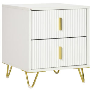 HOMCOM Bedside Table with 2 Drawers, Side End Table, Nightstand with Metal Frame for Living Room, Bedroom,