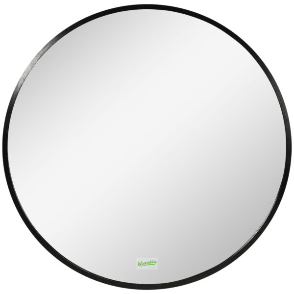 kleankin Round Bathroom Mirror, Modern Wallmounted Makeup Mirror with Aluminium Frame for Washroom Living Room, , 50x50 cm