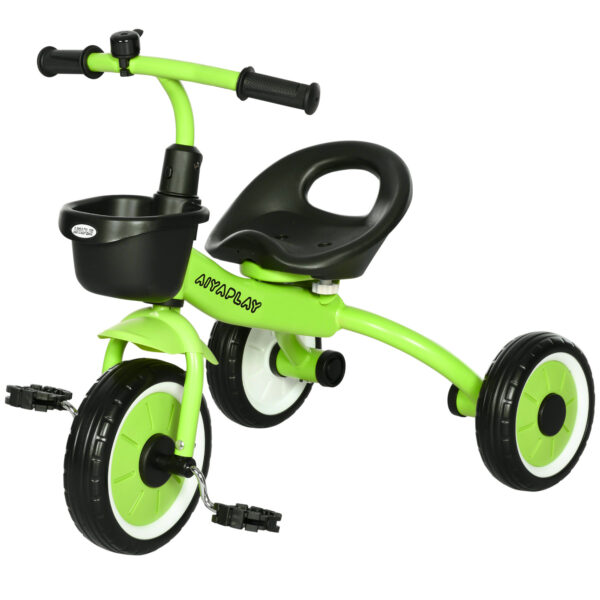 AIYAPLAY Kids Trike, Tricycle, with Adjustable Seat, Basket, Bell, for Ages 25 Years