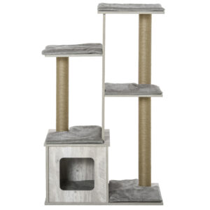 PawHut 114cm Cat Tree for Indoor Large Cats Condo Jute Scratching Post Cat Tower Kitten Play House Activity Center Furniture