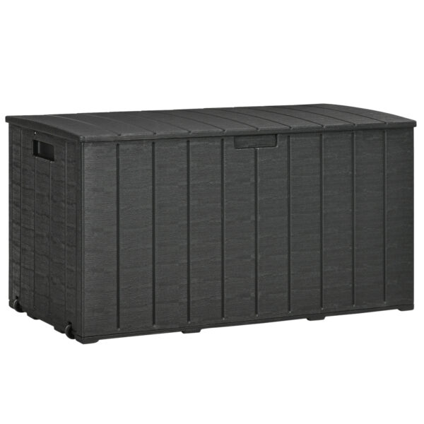 Outsunny 336 Litre Extra Large Outdoor Garden Storage Box, Waterresistant Heavy Duty Double Wall Plastic Container, Garden Furniture Organizer,