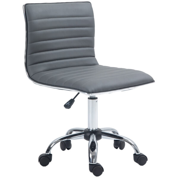 Vinsetto Adjustable Swivel Office Chair with Armless MidBack in PU Leather and Chrome Base