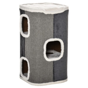 PawHut Sisal Cat Barrel with Soft Plush & Lamb Fleece