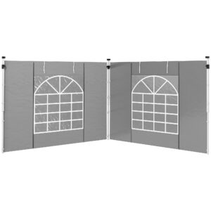Outsunny Gazebo Side Panels, 2 Pack Sides Replacement, for 3x3m or 3x6m Pop Up Gazebo, with Windows and Doors, Light