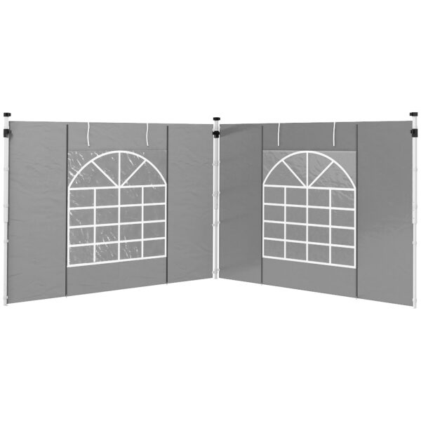 Outsunny Gazebo Side Panels, 2 Pack Sides Replacement, for 3x3m or 3x6m Pop Up Gazebo, with Windows and Doors, Light