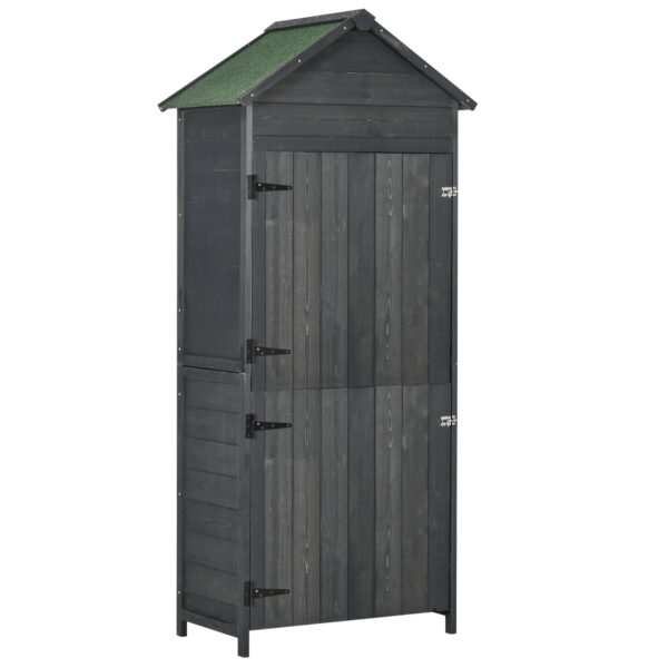 OutsunnyGarden Storage 4Tier Wooden Garden Outdoor Shed 3 Shelves Utility Gardener Cabinet Lockable 2 Doors