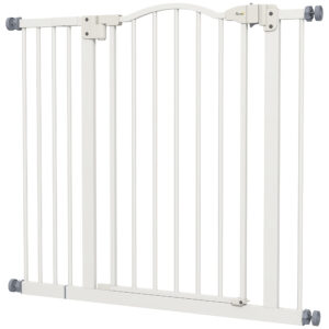 PawHut Metal 74100cm Adjustable Pet Gate Safety Barrier w/ AutoClose Door