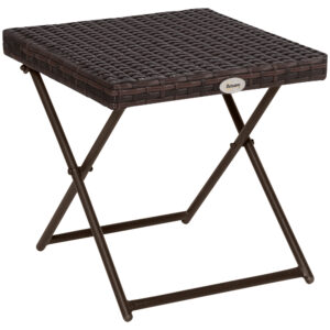 Outsunny Square PE Wicker Rattan Folding Table