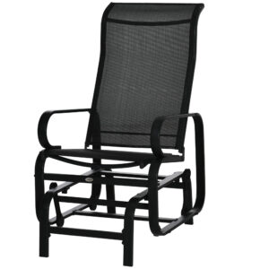 Outsunny Outdoor Gliding Rocking Chair with Sturdy Metal Frame Garden Comfortable Swing Chair for Patio, Backyard and Poolside,