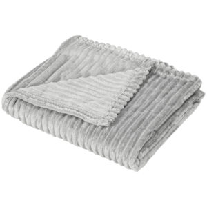 HOMCOM Flannel Fleece Throw Blanket, Fluffy Warm Flannel Blankets, Striped Reversible Travel Bedspread, Single Size, 152 x 127cm,