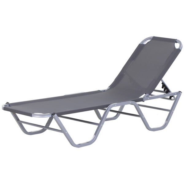 Outsunny Sun Lounger Relaxer Recliner with 5Position Adjustable Backrest Lightweight Frame for Pool or Sun Bathing