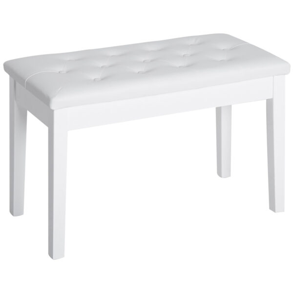 HOMCOM Faux Leather Piano Stool Makeup Dressing Stool Bench Dressing Table Seat with Storage 76x36x50cm,
