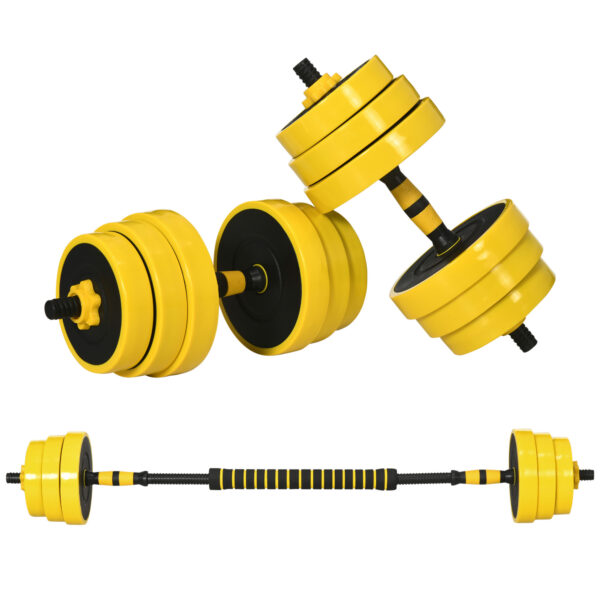 HOMCOM 30kg Dumbbell & Barbell  Adjustable Set Plate Bar Clamp Rod Home Gym Sports Area Exercise Ergonomic