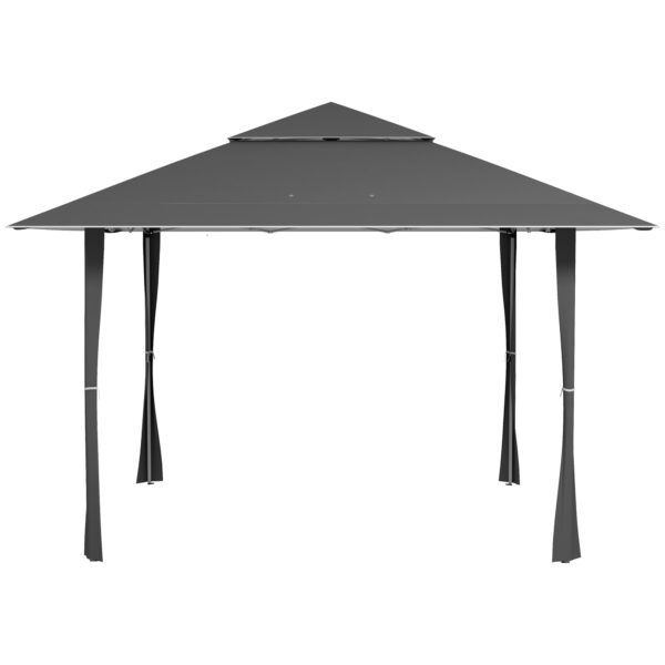 Outsunny 4 x 4m Popup Gazebo Double Roof Canopy Tent with UV Proof, Roller Bag & Adjustable Legs Outdoor Party, Steel Frame,
