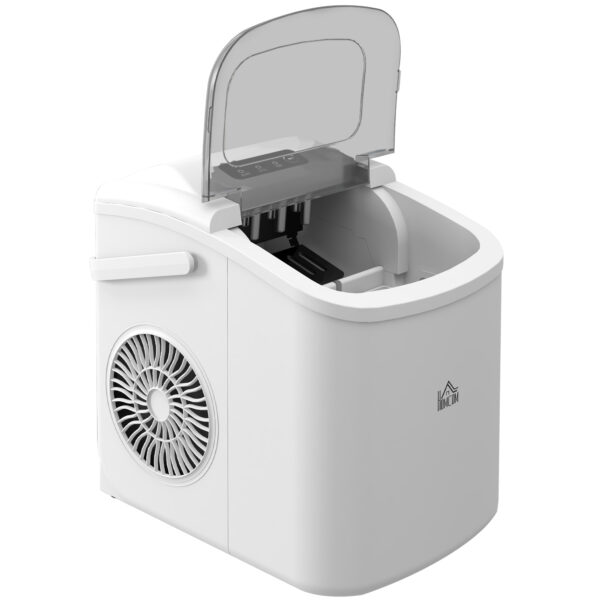 HOMCOM Ice Maker Machine Counter Top, 12Kg in 24 Hrs, 9 Cubes Ready in 612Mins, Portable Ice Cube Maker with Ice Scoop and Basket,