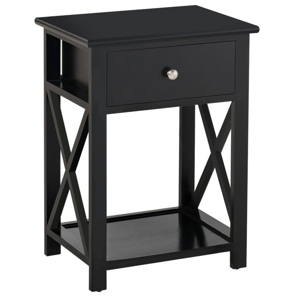 HOMCOM Traditional Accent End Table With 1 Drawer,X Bar Bottom Storage Shelf, for Living Room Bedroom Room 40L x 30W x 55H cm